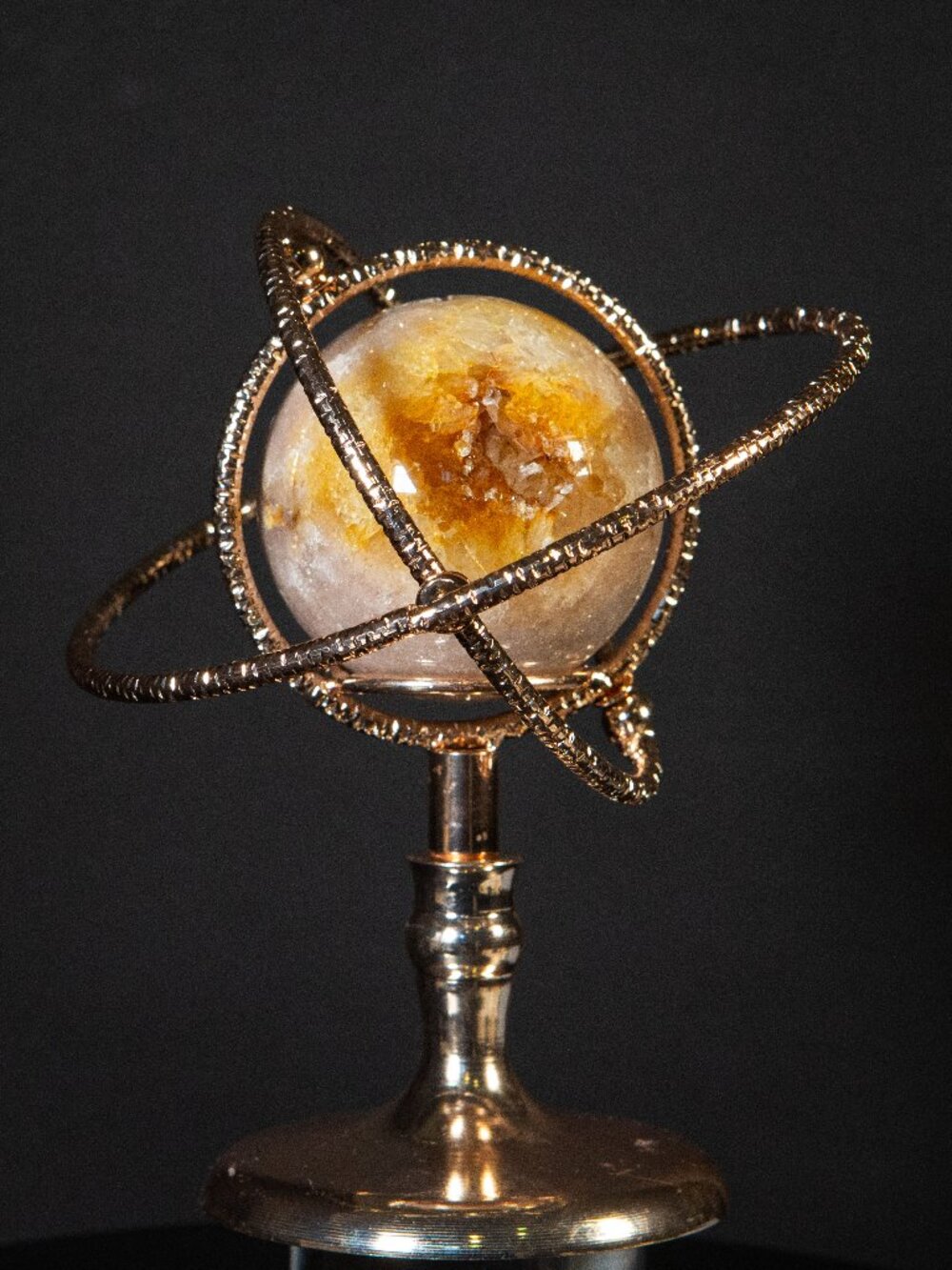 Rare Pink Amethyst Citrine Golden Healer 2" Sphere & 5.5" Celestial Stand